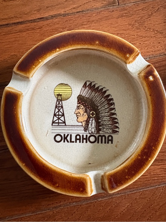 Other - Vintage Oklahoma Ceramic Ashtray with Native Chief Motif